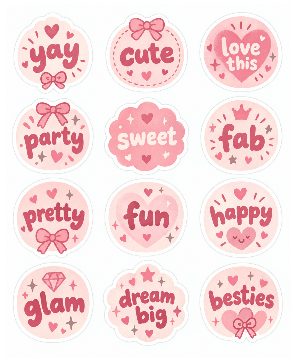 Preview of the first page of Pink word labels