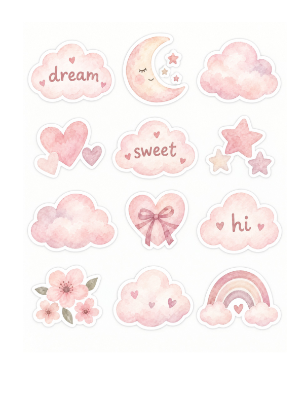 Preview of Printable Clouds and Moons Stickers