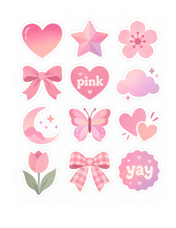 Preview of Printable Ombre Pink Stickers