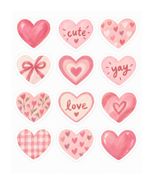 Preview of Printable Pink Heart Stickers
