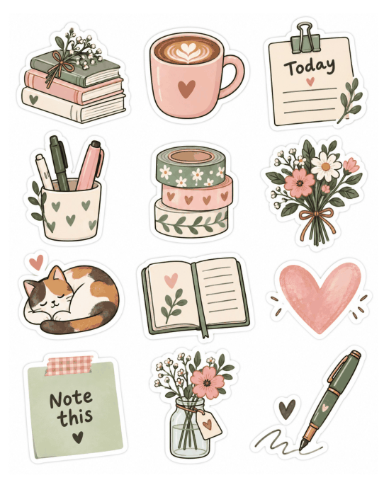 Preview of Printable Stickers for Journal Pages