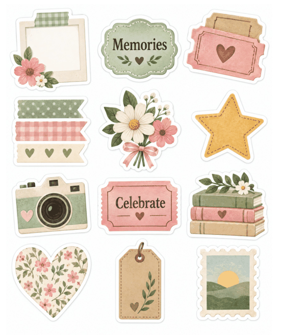 Preview of Printable Stickers for Scrapbook