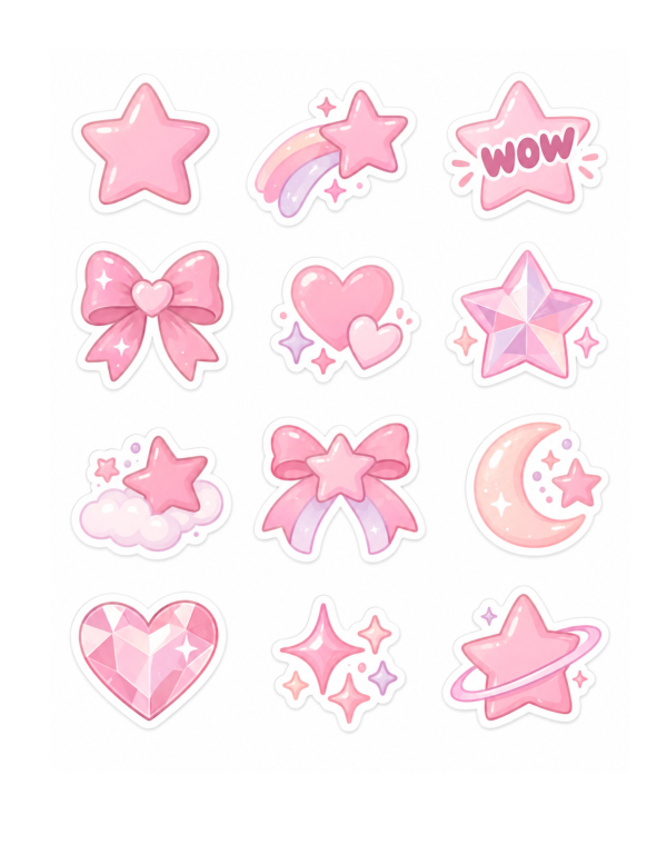 Preview of Printable Stars and Sparkles Stickers